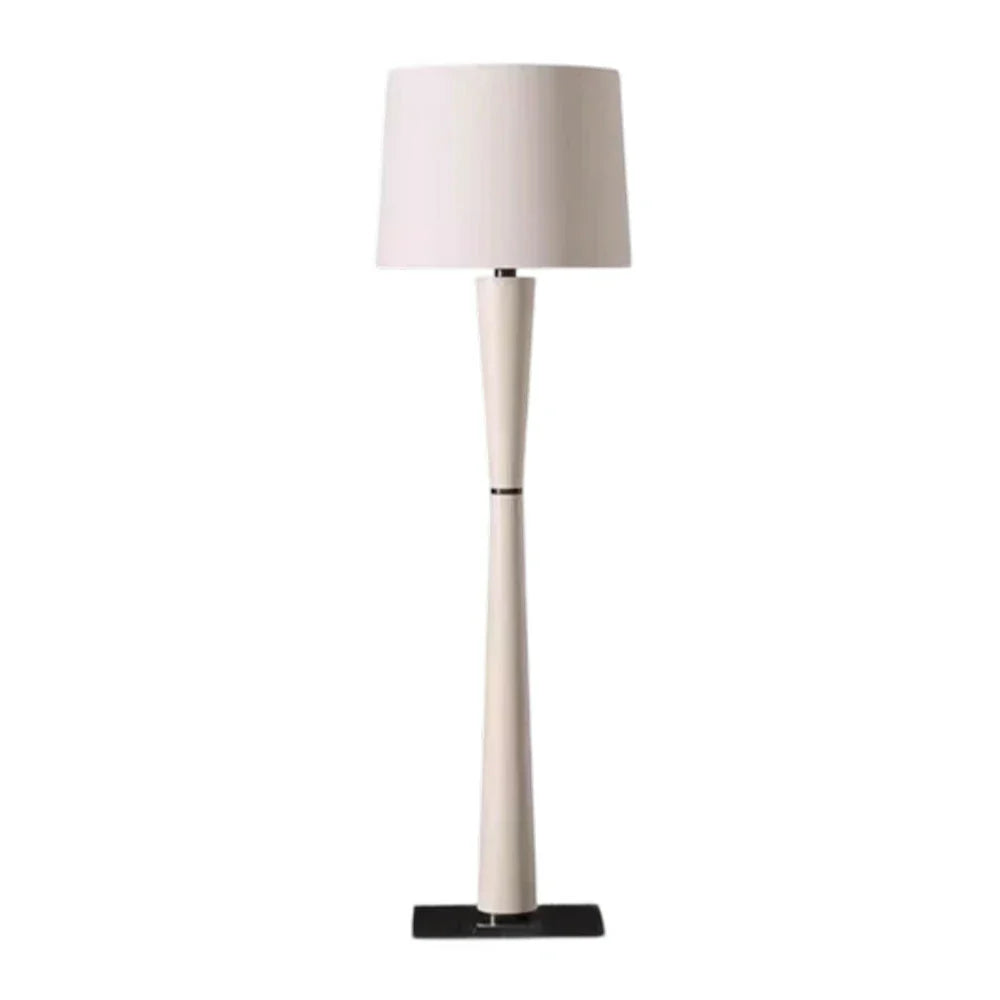 LIVARA Floor Lamp - Soft Ambient Lighting, Fabric Shade, Iron & Leather Body with Brushed Electroplated Finish