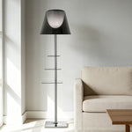 LIVARA Floor Lamp - 2-in-1 Lighting & Storage, Rotatable Multi-Tier Trays, Acrylic Shade, Iron Frame - Grey