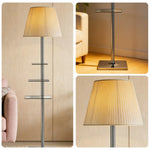 LIVARA Floor Lamp - 2-in-1 Lighting & Storage, Rotatable Multi-Tier Trays, Acrylic Shade, Iron Frame - Beige
