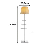 LIVARA Floor Lamp - 2-in-1 Lighting & Storage, Rotatable Multi-Tier Trays, Acrylic Shade, Iron Frame - Beige