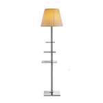 LIVARA Floor Lamp - 2-in-1 Lighting & Storage, Rotatable Multi-Tier Trays, Acrylic Shade, Iron Frame - Beige