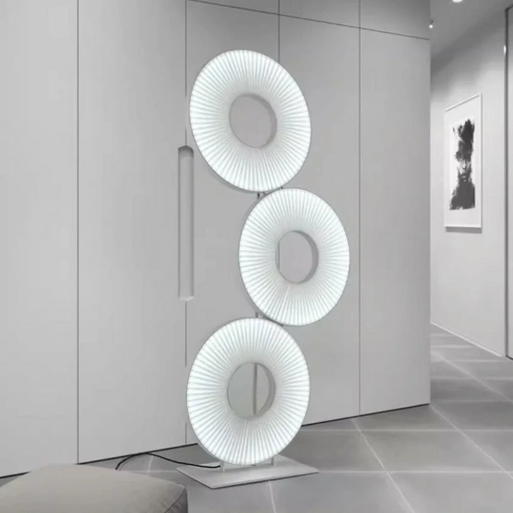 LIVARA Floor Lamp - All-Around Ambient Lighting, Modern Ring Design, Metal Frame with Weighted Base