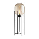 LIVARA Floor Lamp - Warm Ambient Lighting, Semi-Transparent Glass Shade, Four-Post Design, Metal Frame - Brown