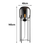 LIVARA Floor Lamp - Warm Ambient Lighting, Semi-Transparent Glass Shade, Four-Post Design, Metal Frame - Grey