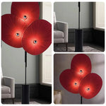 LIVARA Floor Lamp - Soft Ambient Lighting, Handcrafted Floral Design, Fabric & Metal Shade, Marble Base - Red