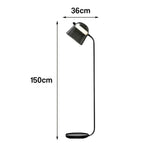 LIVARA Floor Lamp - Adjustable Reading Light, Curved Pole Design, Metal Frame with Stable Round Base - Grey