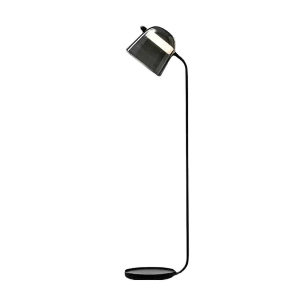 LIVARA Floor Lamp - Adjustable Reading Light, Curved Pole Design, Metal Frame with Stable Round Base - Grey