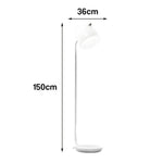 LIVARA Floor Lamp - Adjustable Reading Light, Curved Pole Design, Metal Frame with Stable Round Base - White