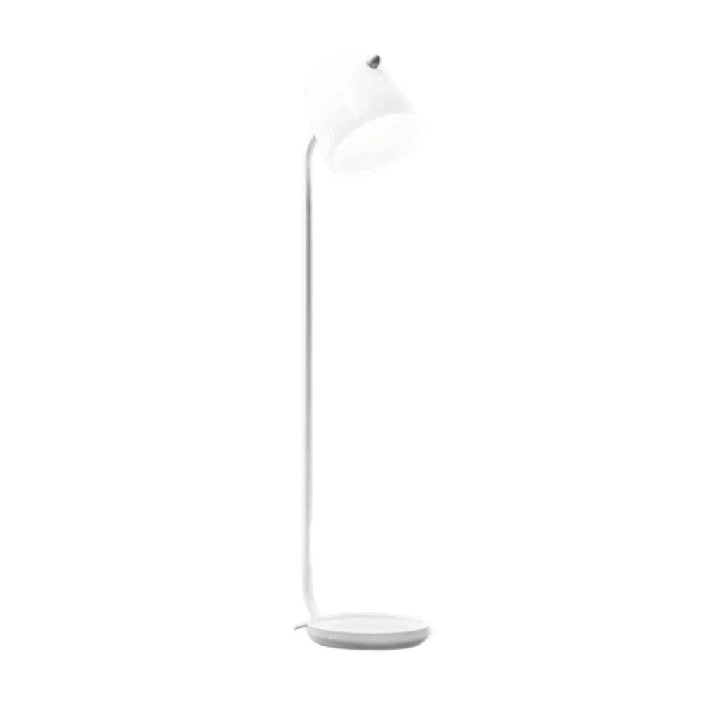 LIVARA Floor Lamp - Adjustable Reading Light, Curved Pole Design, Metal Frame with Stable Round Base - White