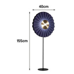 LIVARA Floor Lamp - Scandinavian Design, Soft Lighting, Handcrafted Fabric Shade, Metal Frame - Blue