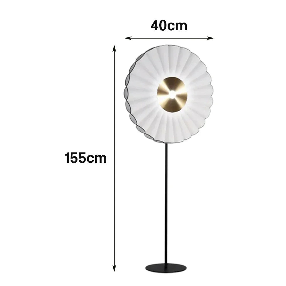 LIVARA Floor Lamp - Scandinavian Design, Soft Lighting, Handcrafted Fabric Shade, Metal Frame - White