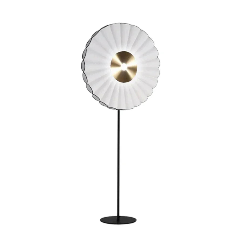 LIVARA Floor Lamp - Scandinavian Design, Soft Lighting, Handcrafted Fabric Shade, Metal Frame - White