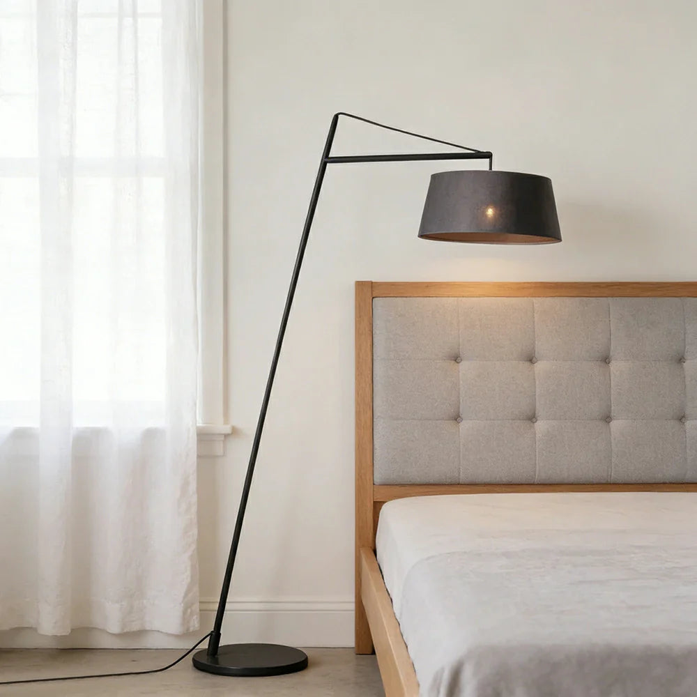 LIVARA Floor Lamp - Soft Ambient Lighting, Multi-Scene Use, Fabric Shade, Black Metal Frame with Stable Base