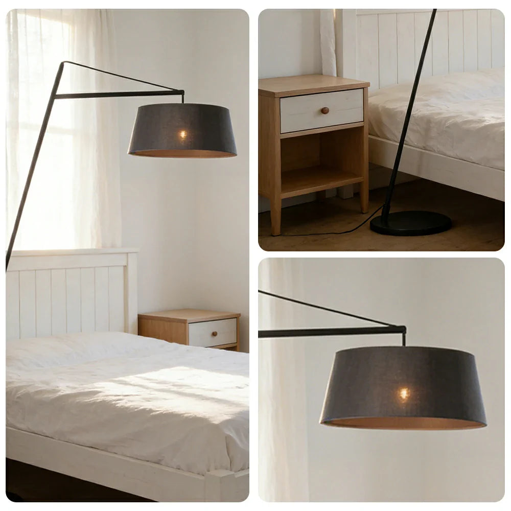 LIVARA Floor Lamp - Soft Ambient Lighting, Multi-Scene Use, Fabric Shade, Black Metal Frame with Stable Base