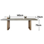 LIVARA Dining Table - Concrete-Style Tabletop, Wooden Legs, Easy-Clean Spill-Resistant Surface - Grey