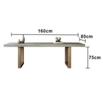LIVARA Dining Table - Concrete-Style Tabletop, Wooden Legs, Easy-Clean Spill-Resistant Surface - Grey