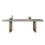 LIVARA Dining Table - Concrete-Style Tabletop, Wooden Legs, Easy-Clean Spill-Resistant Surface - Grey