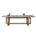 LIVARA Dining Table - Modern Concrete-Finish Top, Wooden Legs, Low-Maintenance Design - Grey