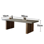 LIVARA 140/160cm Dining Table - Minimalist Concrete-Look Top with Durable Wooden Legs, Easy-Clean Surface - Grey