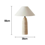 LIVARA Table Lamp - Cone-Shaped Shade, Natural Limestone Base, Soft Ambient Light, Sculptural Style