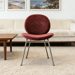 LIVARA Chair - Curved Backrest, High-Resilience Foam, Stainless Steel Frame, Durable & Stable Design - Red