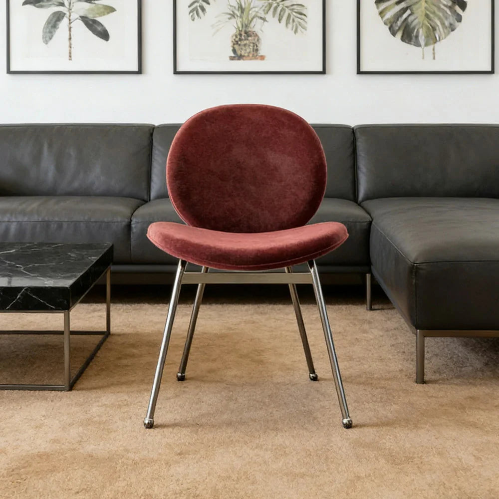 LIVARA Chair - Curved Backrest, High-Resilience Foam, Stainless Steel Frame, Durable & Stable Design - Red