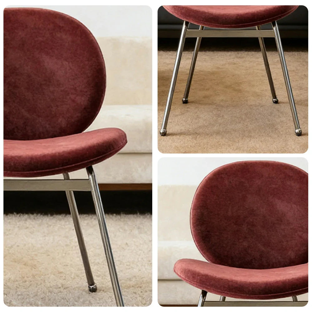 LIVARA Chair - Curved Backrest, High-Resilience Foam, Stainless Steel Frame, Durable & Stable Design - Red