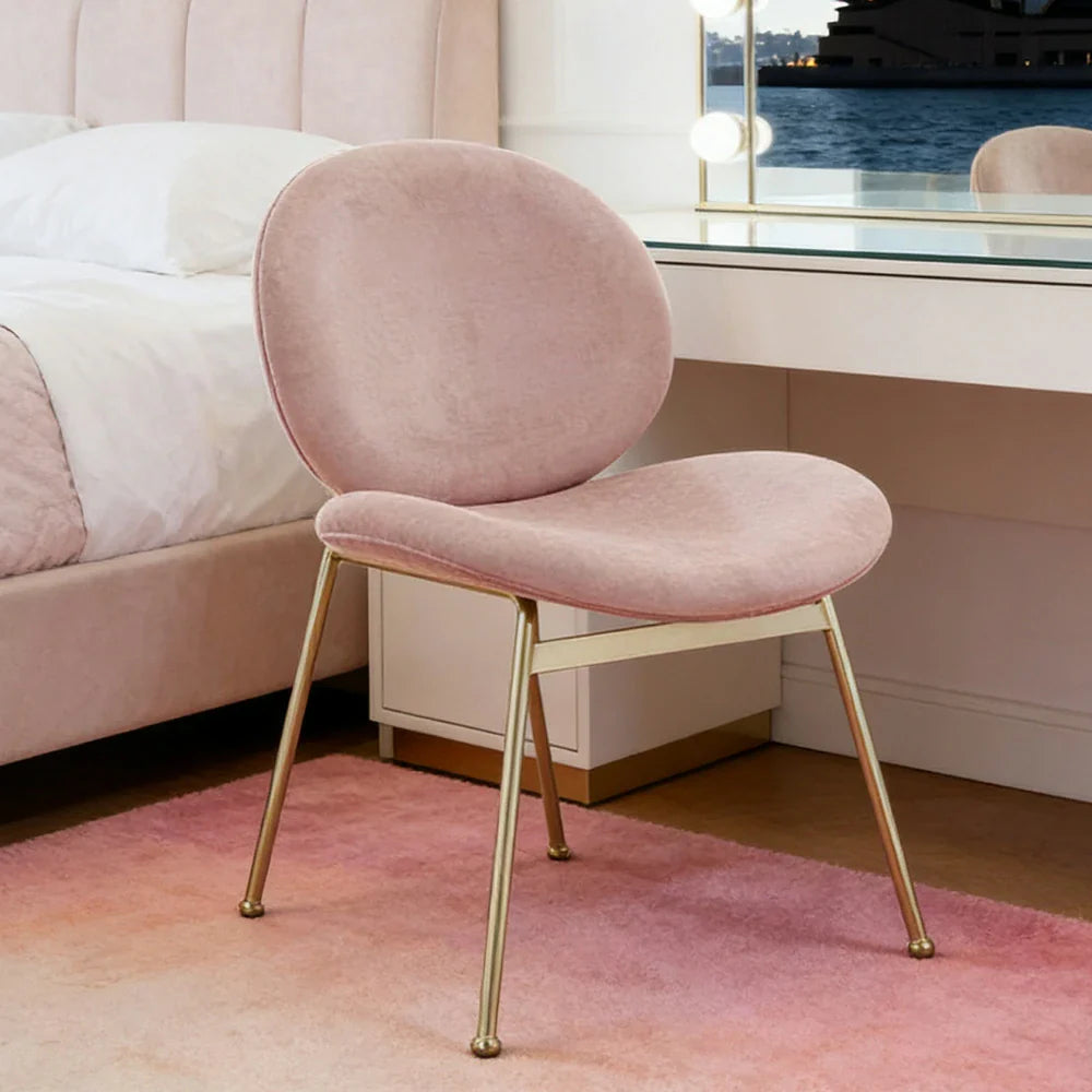 LIVARA Chair - Curved Backrest, High-Resilience Foam, Stainless Steel Frame, Durable & Stable Design - Pink