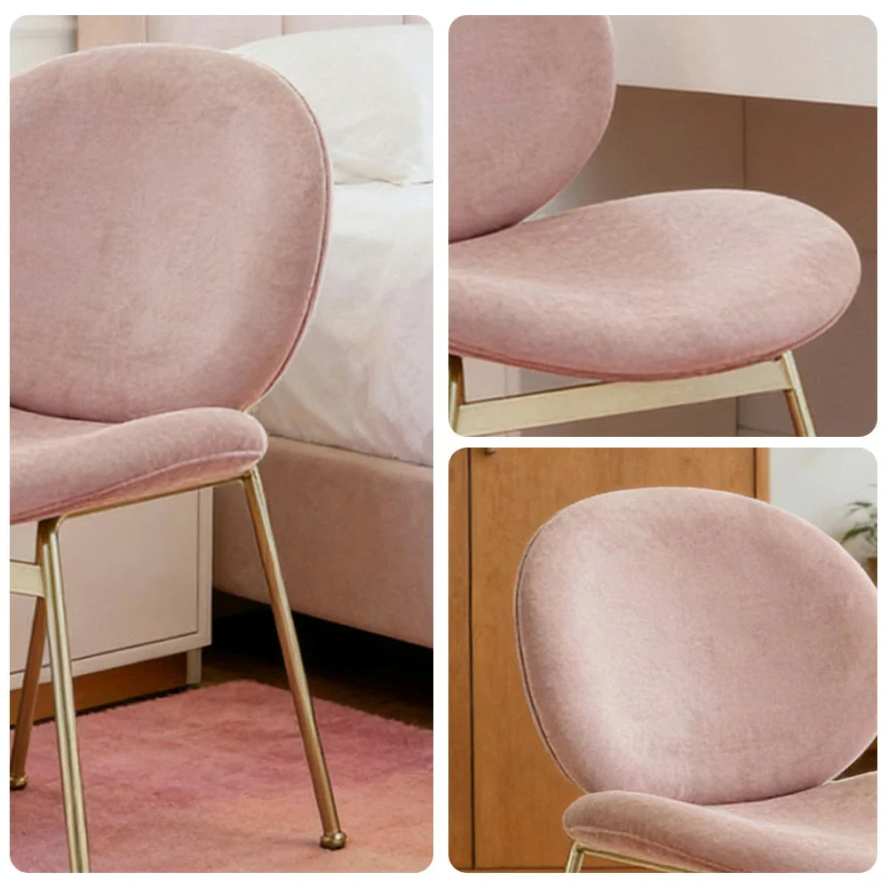 LIVARA Chair - Curved Backrest, High-Resilience Foam, Stainless Steel Frame, Durable & Stable Design - Pink