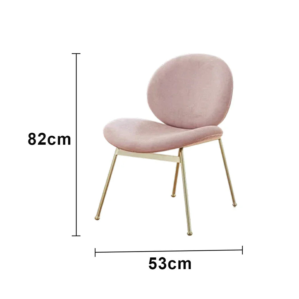 LIVARA Chair - Curved Backrest, High-Resilience Foam, Stainless Steel Frame, Durable & Stable Design - Pink