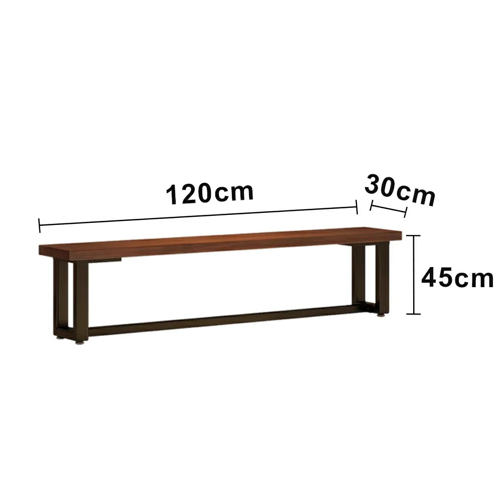 LIVARA 120/140cm Solid Wood Bench Seating - Heavy-Duty Dining & Pool Table Bench with Metal Frame Multi-Purpose Long Bench for Home & Game Rooms - Walnut Brown