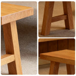 LIVARA 120/140cm Solid Wood Bench Seating - Splayed A-Frame Legs Design with 4.5cm Thick Top Heavy-Duty Dining & Pool Table Bench for Home & Game Rooms - Natural Wood
