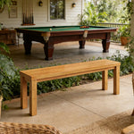 LIVARA 120/140cm Solid Wood Bench Seating - Portal Frame Legs Design with 4.5cm Thick Top Heavy-Duty Dining & Pool Table Bench for Home & Game Rooms - Natural Wood