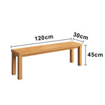 LIVARA 120/140cm Solid Wood Bench Seating - Portal Frame Legs Design with 4.5cm Thick Top Heavy-Duty Dining & Pool Table Bench for Home & Game Rooms - Natural Wood