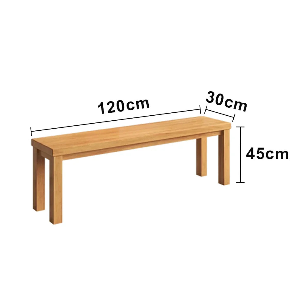 LIVARA 120/140cm Solid Wood Bench Seating - Portal Frame Legs Design with 4.5cm Thick Top Heavy-Duty Dining & Pool Table Bench for Home & Game Rooms - Natural Wood