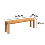 LIVARA 120/140cm Solid Wood Bench Seating - Portal Frame Legs Design with 4.5cm Thick Top Heavy-Duty Dining & Pool Table Bench for Home & Game Rooms - Natural Wood