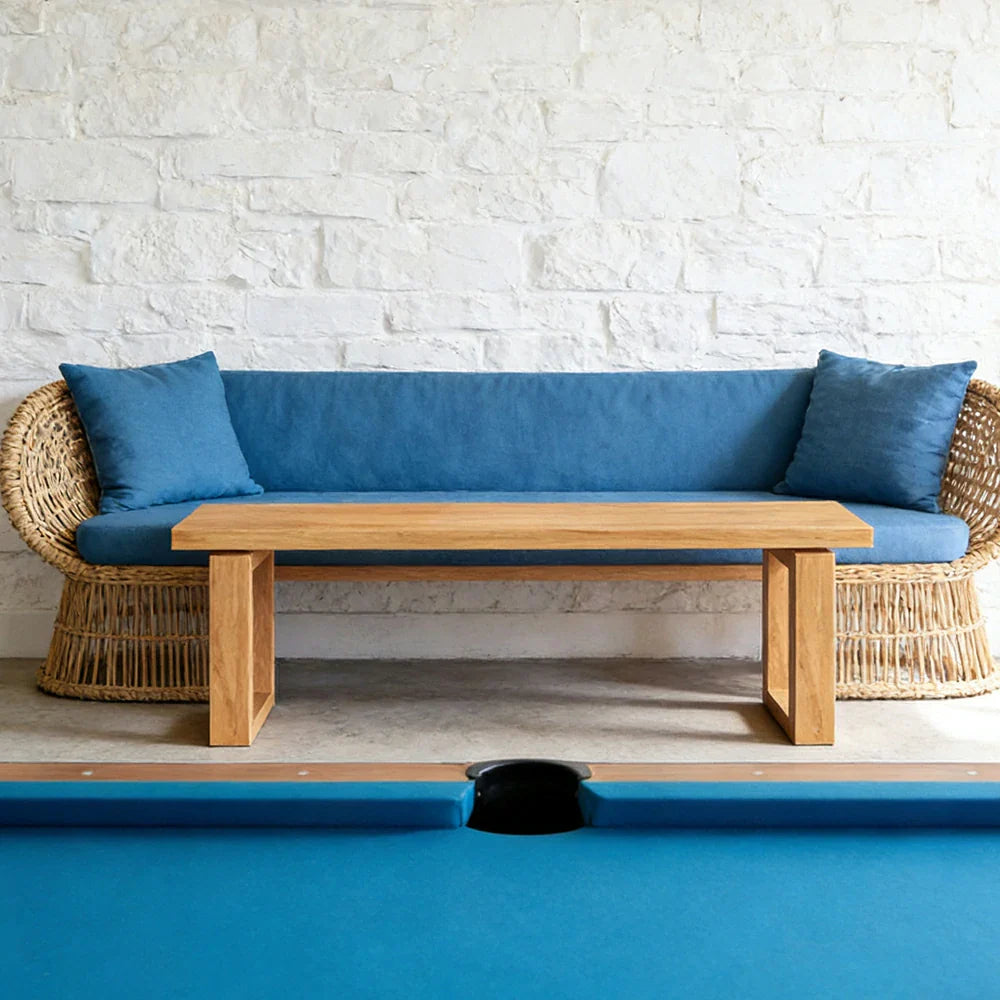 LIVARA 120/140cm Solid Wood Bench Seating - Closed Frame Square Legs Design with 4.5cm Thick Top Heavy-Duty Dining & Pool Table Bench for Home & Game Rooms - Natural Wood