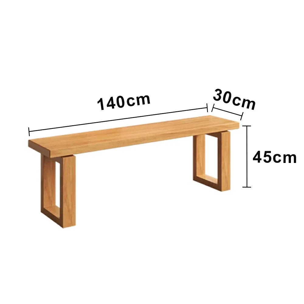 LIVARA 120/140cm Solid Wood Bench Seating - Closed Frame Square Legs Design with 4.5cm Thick Top Heavy-Duty Dining & Pool Table Bench for Home & Game Rooms - Natural Wood