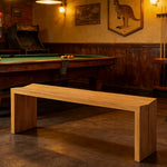 LIVARA 120/140cm Solid Wood Bench Seating - Minimalist Panel Legs Design with 4.5cm Thick Top Heavy-Duty Dining & Pool Table Bench for Home & Game Rooms - Natural Wood