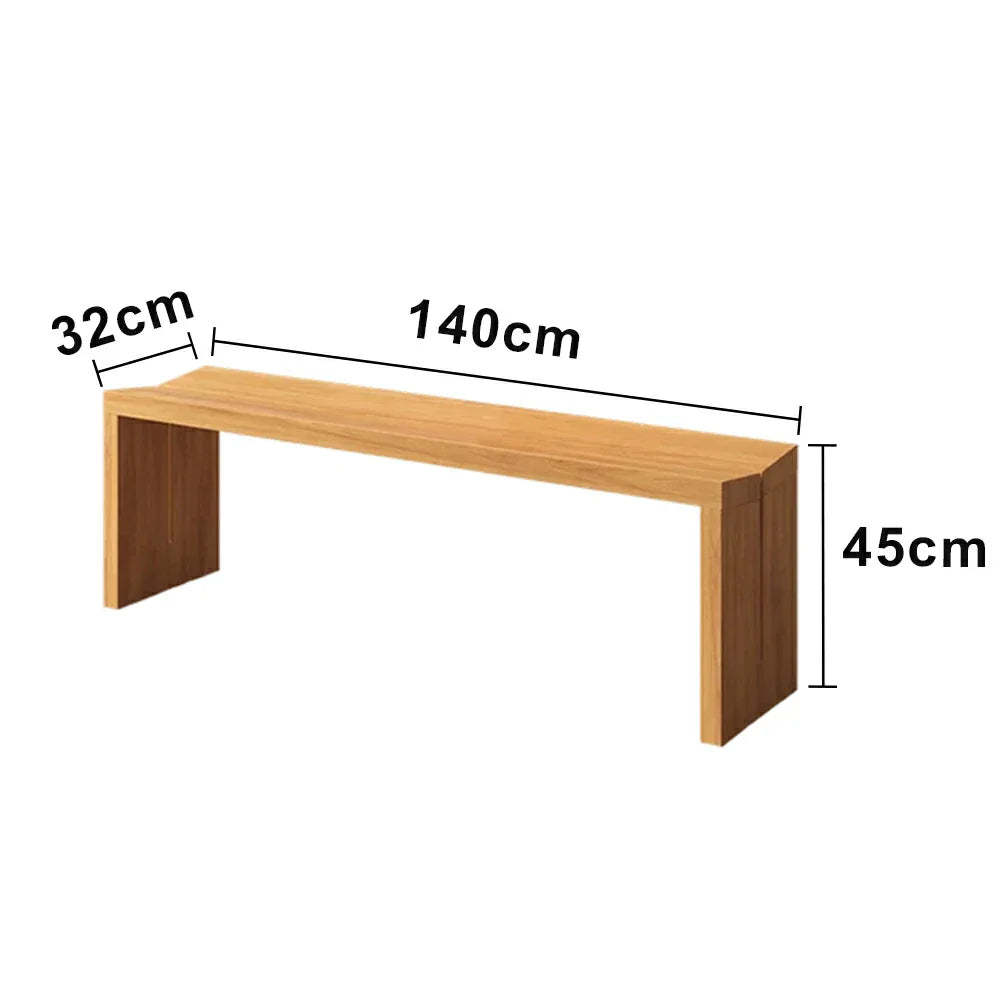 LIVARA 120/140cm Solid Wood Bench Seating - Minimalist Panel Legs Design with 4.5cm Thick Top Heavy-Duty Dining & Pool Table Bench for Home & Game Rooms - Natural Wood