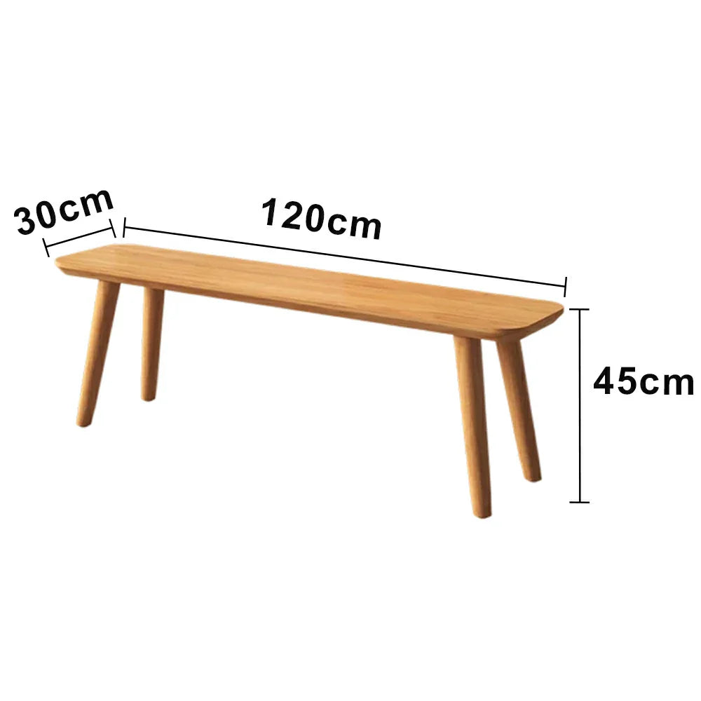 LIVARA 120/140cm Solid Wood Bench Seating - Tapered Round Legs Design with 4.5cm Thick Top Heavy-Duty Dining & Pool Table Bench for Home & Game Rooms - Natural Wood