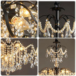 LIVARA 50/65/80cm High-Quality Iron Frame Crystal Pendant Light Adjustable Height, Crystal Beads, Elegant Light Diffusion