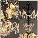 LIVARA 50/65/80cm High-Quality Iron Frame Crystal Pendant Light Adjustable Height, Crystal Beads, Elegant Light Diffusion
