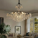 LIVARA 50/65/80cm High-Quality Iron Frame Crystal Pendant Light Adjustable Height, Crystal Beads, Elegant Light Diffusion