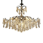 LIVARA 50/65/80cm High-Quality Iron Frame Crystal Pendant Light Adjustable Height, Crystal Beads, Elegant Light Diffusion