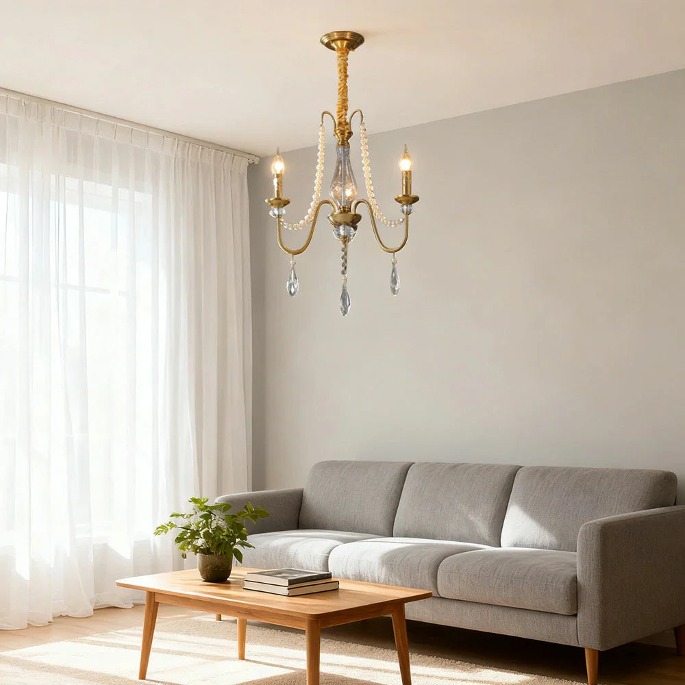 LIVARA 50/62/71cm Crystal Pendant Light Premium Crystal Beads, Electroplated Alloy Frame, Adjustable Chain, Elegant Light Diffusion