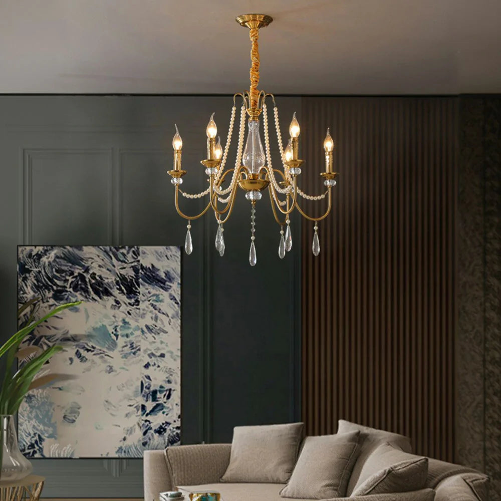 LIVARA 50/62/71cm Crystal Pendant Light Premium Crystal Beads, Electroplated Alloy Frame, Adjustable Chain, Elegant Light Diffusion