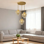 LIVARA Pendant Crystal Ligh Indoor & Safe Adjustable E14 Electroplated Pendant for Lamp Elegant Iron Holder - Chain Spaces