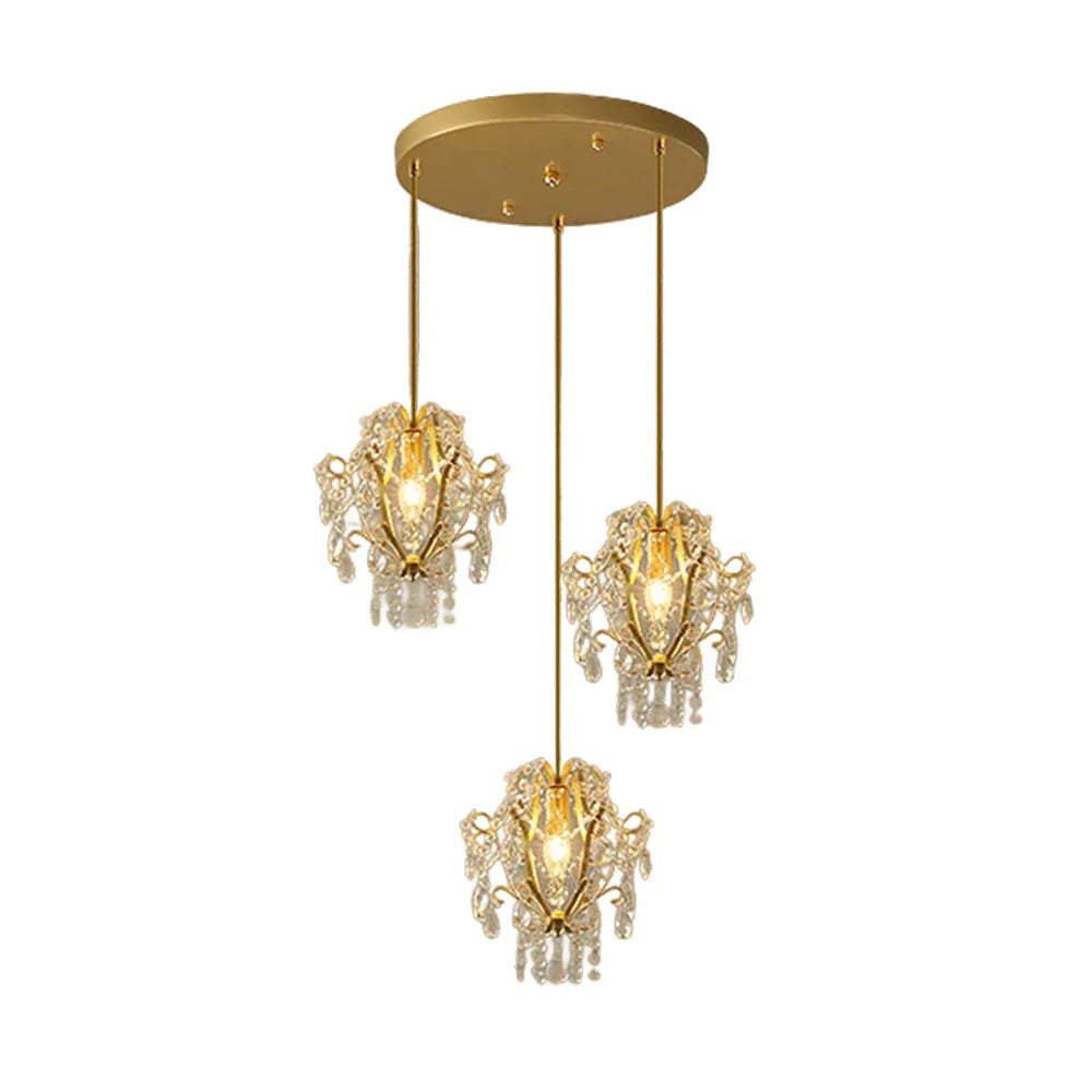 LIVARA Pendant Crystal Ligh Indoor & Safe Adjustable E14 Electroplated Pendant for Lamp Elegant Iron Holder - Chain Spaces