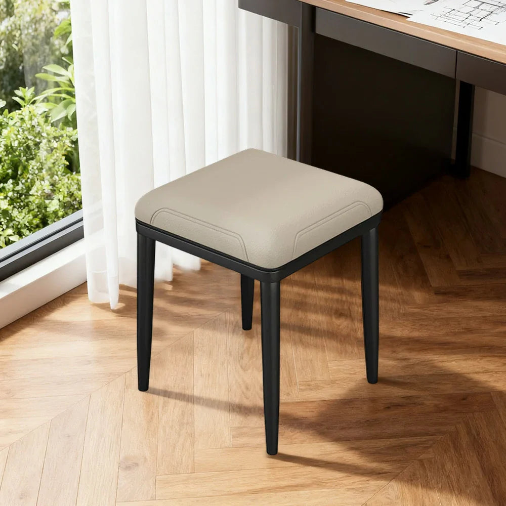 LIVARA Dining Frame, - Design Ergonomic Thickened - Cushion, Carbon Cat Solid Steel Leather, High-Resilience Claw Comfort Chair Beige